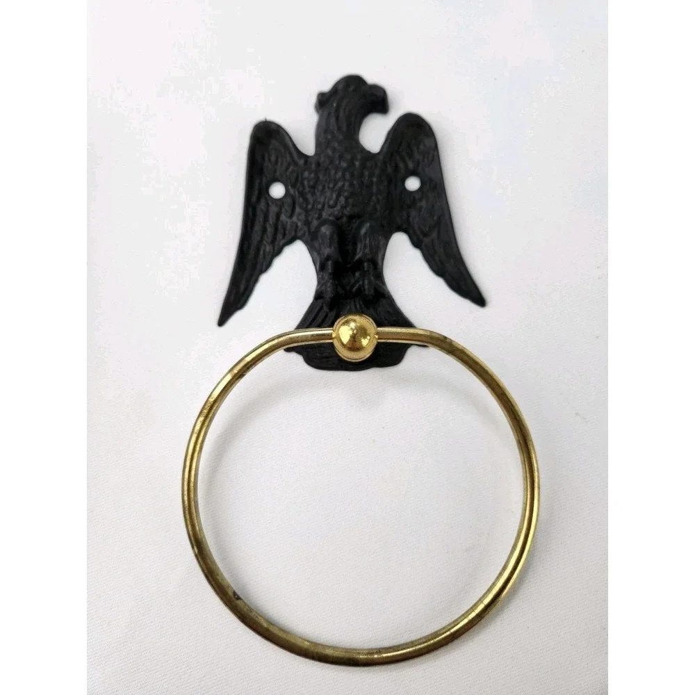 Eagle‎ Emblem Cast Aluminum Brass Door Knocker Vintage Wall Hanger Towel Holder